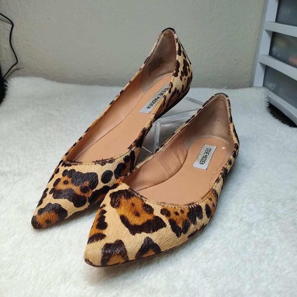 Steve Madden Cow Hair Pointed Slip On Flat Shoes, 8 Wide